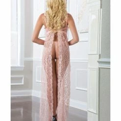 G World Intimates Sheer Laced Night Gown Sweet Pink One Size Fits Most