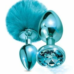 Global Novelties LLC Anal Toys Nixie Metal Butt Plug Set With Jewel Inlaid & Pom Pom