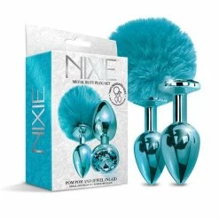 Global Novelties LLC Anal Toys Nixie Metal Butt Plug Set With Jewel Inlaid & Pom Pom