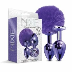 Global Novelties LLC Anal Toys Nixie Metal Butt Plug Set With Jewel Inlaid & Pom Pom