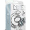 Global Novelties LLC Kink & BDSM Nixie Metal Butt Plug W-inlaid Jewel & Cuff Set - Silver Metallic