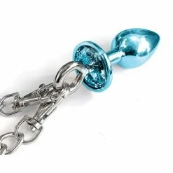 Global Novelties LLC Nixie Metal Butt Plug With Inlaid Jewel & Fur Cuff Set