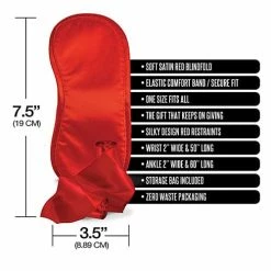 Global Novelties LLC Pleasure Package We're Going To Need A Safe Word Satin Blind Fold, Wrist & Ankle Sash - Red Kink & BDSM