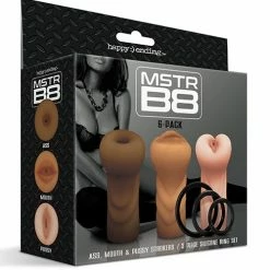Global Novelties LLC Mstr B8 Stroker Set With C-rings - Assorted Pack Of 3