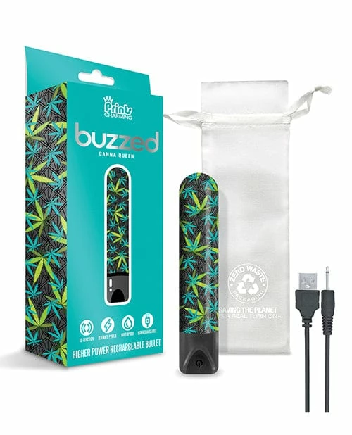 Global Novelties LLC Buzzed 3.5" Rechargeable Bullet - Canna Queen Size Black Vibrators