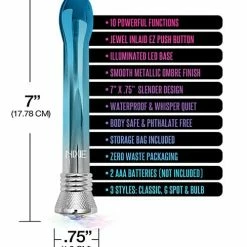 Global Novelties LLC Nixie Waterproof Bulb Vibe - 10 Function Blue Ombre Glow
