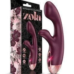 Global Novelties LLC Zola Rechargeable Silicone Dual Massager - Burgundy-rose Gold