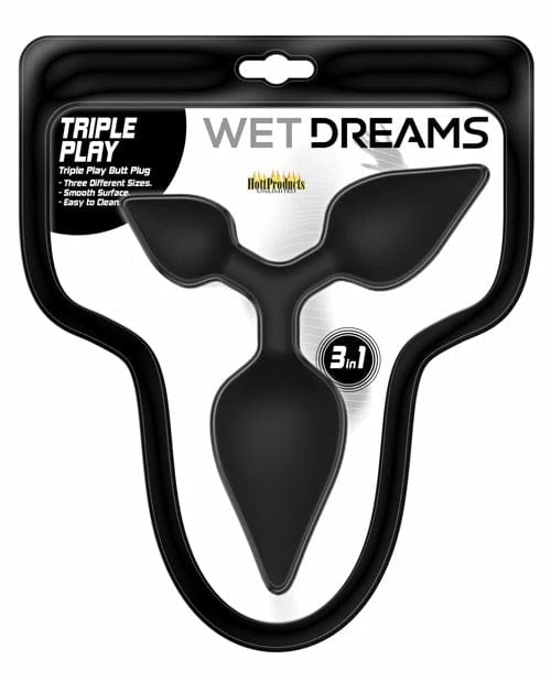 Hott Products Wet Dreams Triple Play Anal Plug - Black