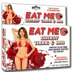 Hott Products Eat Me Gummy Thong & Bra - Strawberry Sexual Enhancers For Couples
