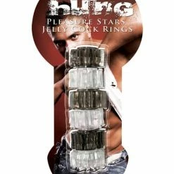Hott Products Hung Pleasure Stars Jelly Cock Rings - Black-Clear