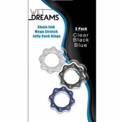 Hott Products Penis Toys Wet Dreams Chain Gang Cock Rings - Asst. Pack Of 3