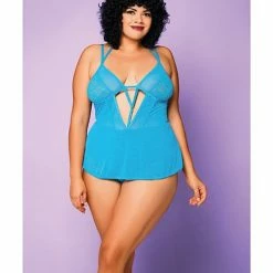 Icollection Lingerie Dark In Love Teddy Teal