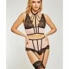ICollection Lingerie Estrella Lace & Stretch Sateen Bra & Garter Set