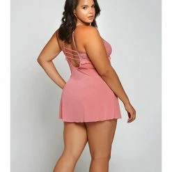 ICollection Lingerie Galloon Lace & Fine Mesh Babydoll & G-string