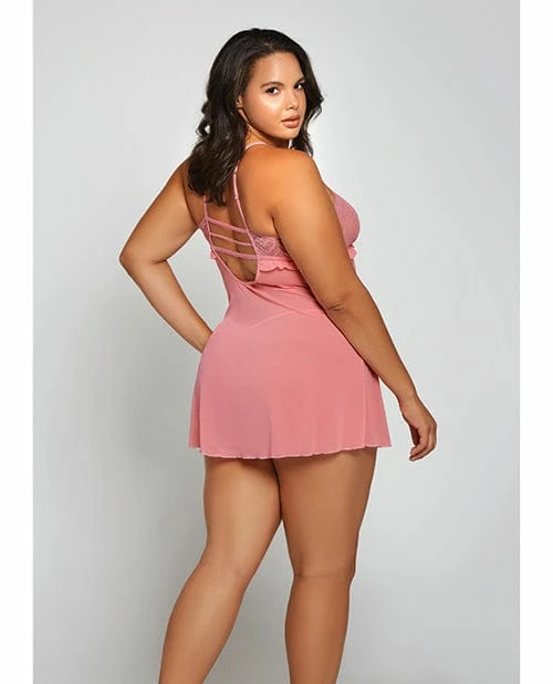 ICollection Lingerie Galloon Lace & Fine Mesh Babydoll & G-string