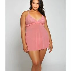 ICollection Lingerie Galloon Lace & Fine Mesh Babydoll & G-string