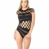 ICollection Lingerie Nothing To Hide Diamond Fishnet Teddy Black One Size Fits Most
