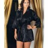 ICollection Lingerie Satin 3/4 Sleeve Robe With Matching Sash