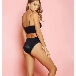 ICollection Lingerie Toxic Traits Seamless Bra & Hipster Panties Black One Size Fits Most