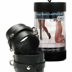 Kinklab Leather Ankle Cuffs - Black Kink & BDSM