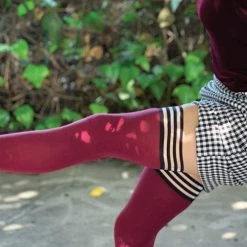 Kix'ies Heather Opaque Thigh High Cranberry A Lingerie