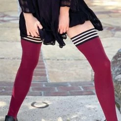 Kix'ies Heather Opaque Thigh High Cranberry B