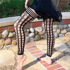 Kix'ies Jo Circle Fishnet Footless Thigh High Black A Lingerie