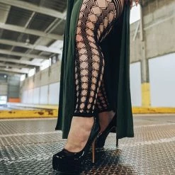 Lingerie Kix'ies Jo Circle Fishnet Footless Thigh High Black C