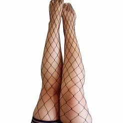 Kix'ies Michelle Large Fishnet Thigh High Black D Lingerie