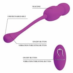 Liaoyang Baile Health Care Products Pretty Love Callieri Remote Thrusting Egg - Fuchsia Vibrators