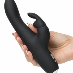 Lovehoney Kink & BDSM Fifty Shades Of Grey Greedy Girl Rechargeable Slimline Rabbit Vibrator - Black