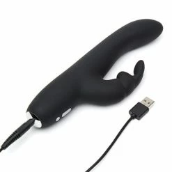 Lovehoney Kink & BDSM Fifty Shades Of Grey Greedy Girl Rechargeable Slimline Rabbit Vibrator - Black