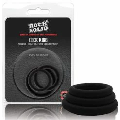Lucom Penis Toys Rock Solid Tri-pack Silicone Gasket Cockrings - Black