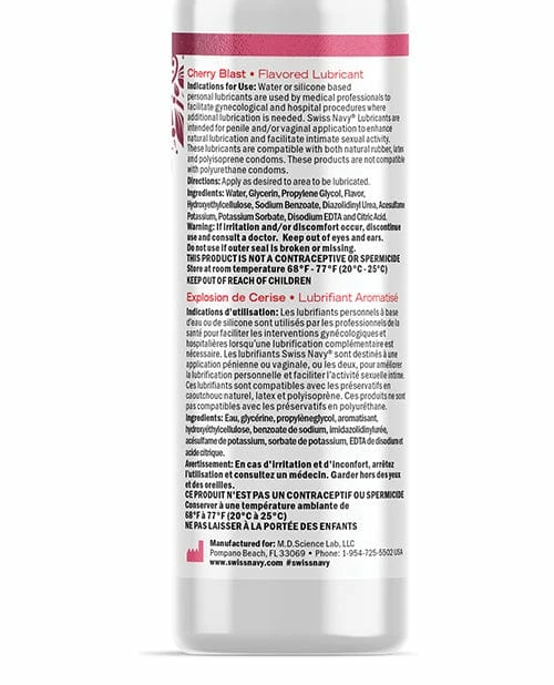 M.D. Science Lab Swiss Navy Desire Cherry Blast Flavored Lubricant - 2 Oz. Lubes