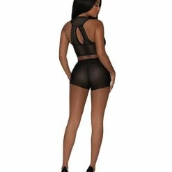 Magic Moments Int'l Modern Romance Tie Front Halter & Tap Pant Black