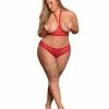 Magic Moments Int'l Risque Business Cupless Bra & Crotchless Panty Red Qn
