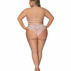 Magic Moments Int'l Seabreeze Strappy Back Teddy W-snap Crotch Blush 2x Lingerie