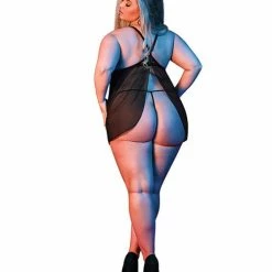 Magic Moments Int'l Sexy Time Zoey Babydoll W-flyaway Back Black Qn Lingerie