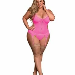 Magic Moments Int'l Lingerie Sheer Mesh Merry Widow & Crotchless G-string Qn