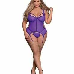Magic Moments Int'l Lingerie Sheer Mesh Merry Widow & Crotchless G-string Qn
