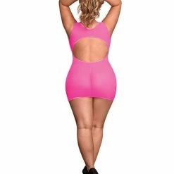 Magic Moments Int'l Lingerie Sheer Mesh Underboob Dress & Crotchless G-string Qn