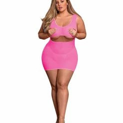 Magic Moments Int'l Lingerie Sheer Mesh Underboob Dress & Crotchless G-string Qn