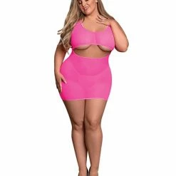 Magic Moments Int'l Lingerie Sheer Mesh Underboob Dress & Crotchless G-string Qn