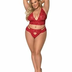 Magic Moments Int'l Sugar & Spice Bra & Panty Red Qn Lingerie