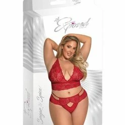 Magic Moments Int'l Sugar & Spice Bra & Panty Red Qn Lingerie