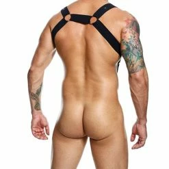 Male Basics Dngeon Straight Back Harness Black O-s Lingerie