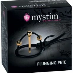 Kink & BDSM Mystim Plunging Pete With Corona Strap & Urethral Sound - Black-Gold
