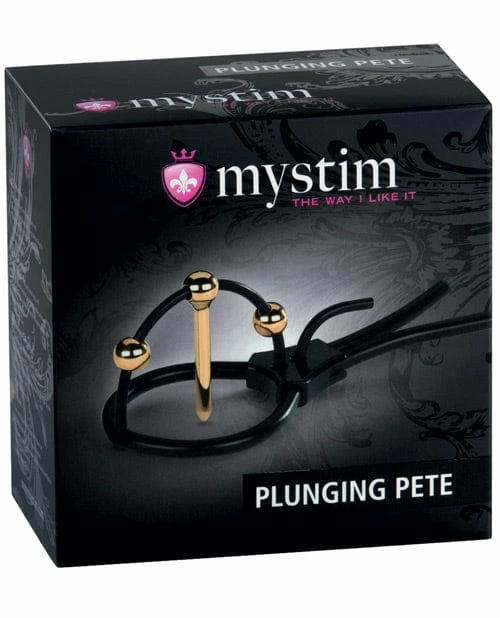 Kink & BDSM Mystim Plunging Pete With Corona Strap & Urethral Sound - Black-Gold