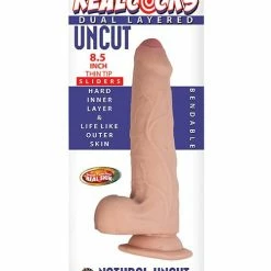 Nasstoys Dildos RealCocks Dual Layered Uncut Sliders 8.5" Thin Tip