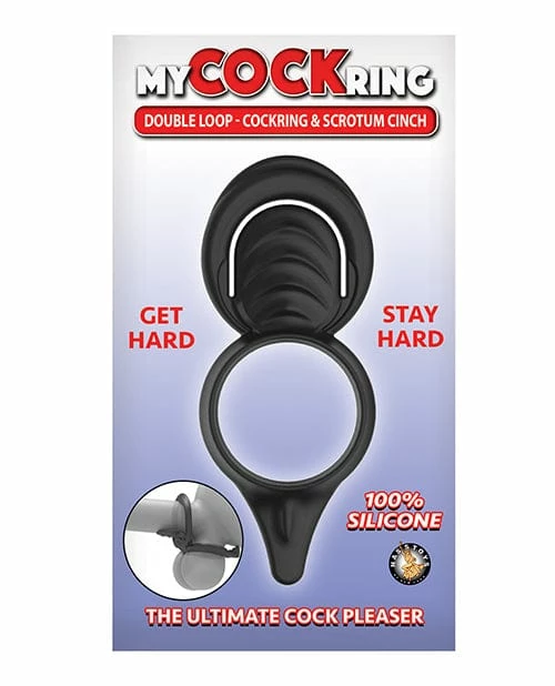 Nasstoys My Cock Ring Double Loop Cockring & Scrotum Cinch - Black